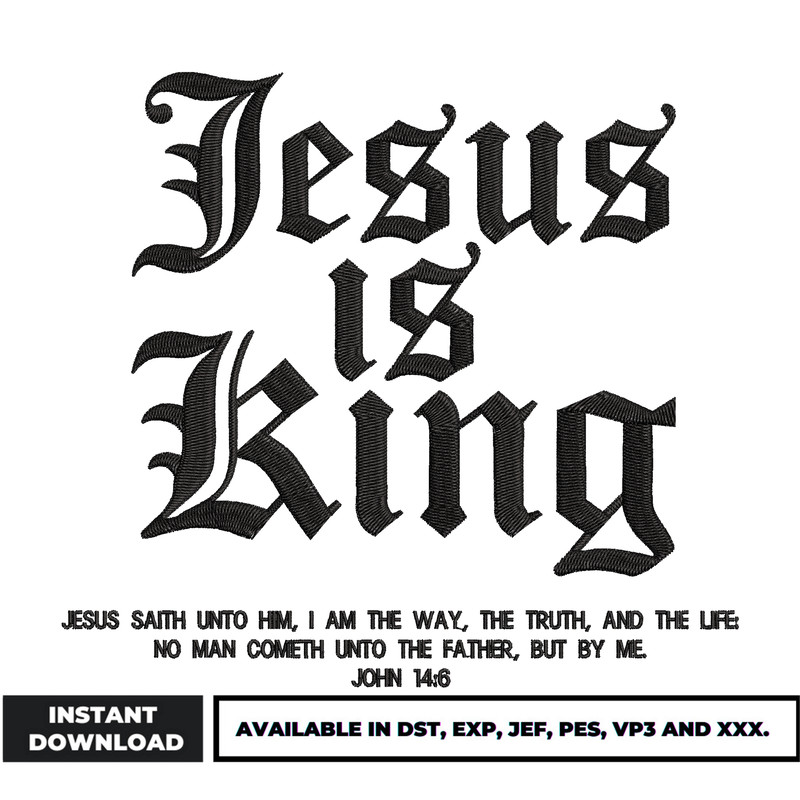 Jesus is king embroidery