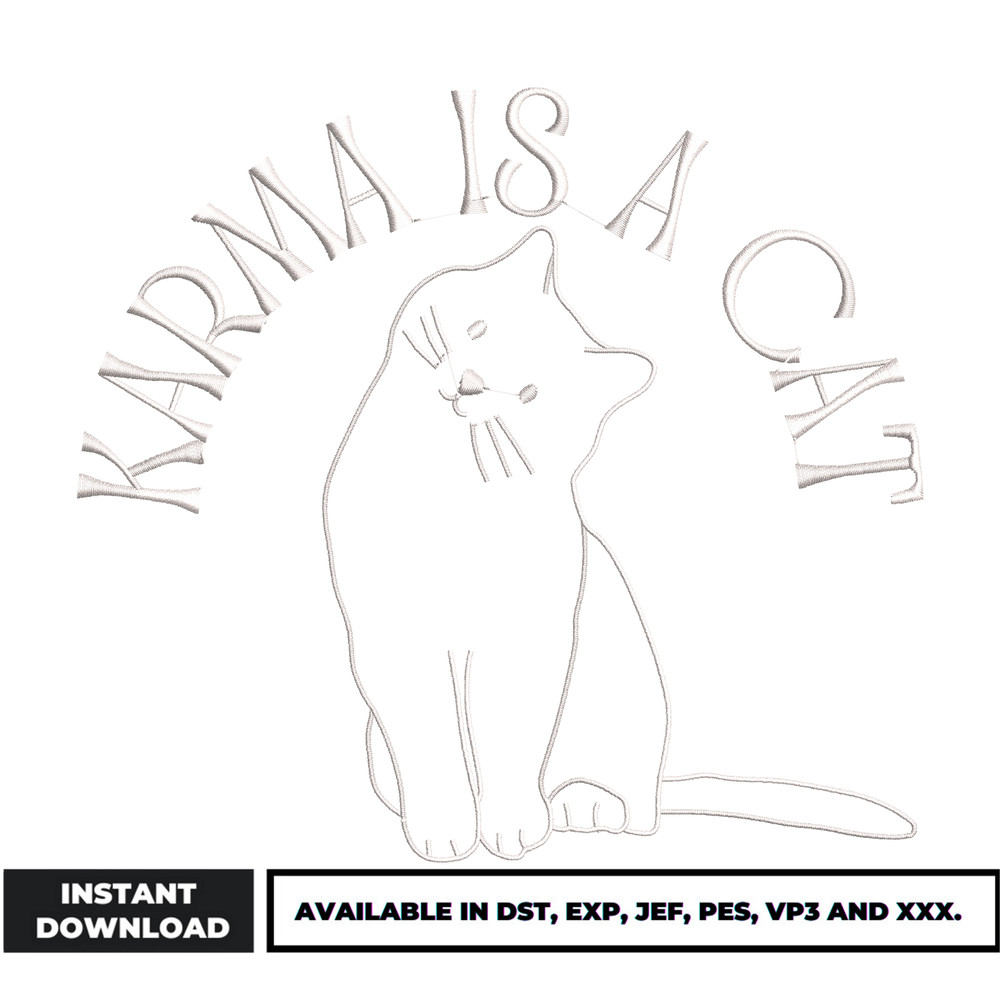 Karma is a black cat embroidery
