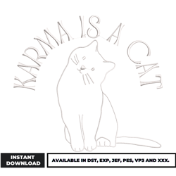 karma is a black cat embroidery