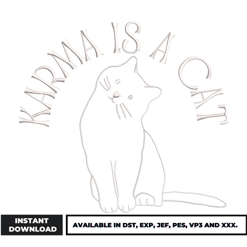 Karma is a black cat embroidery