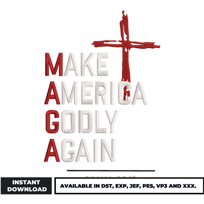 Make america godly embroidery design