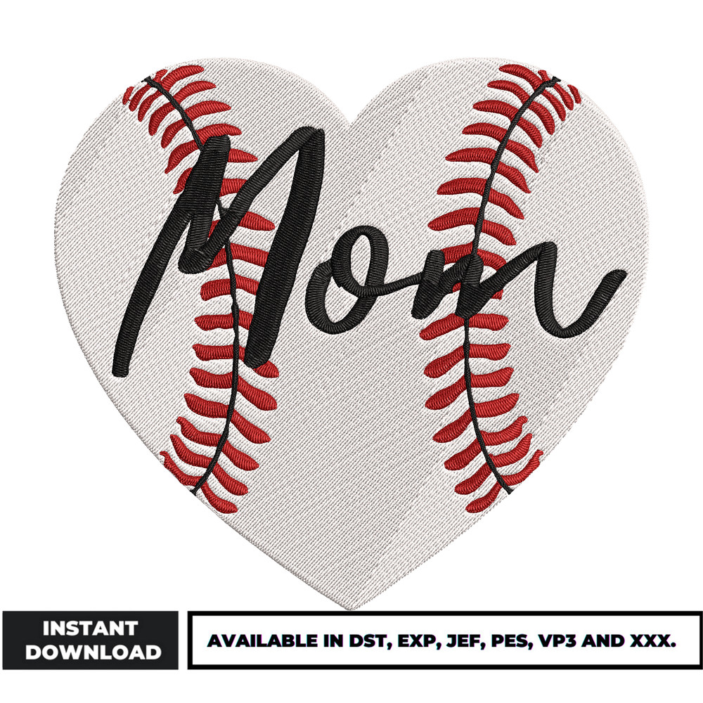 Mom love baseball embroidery