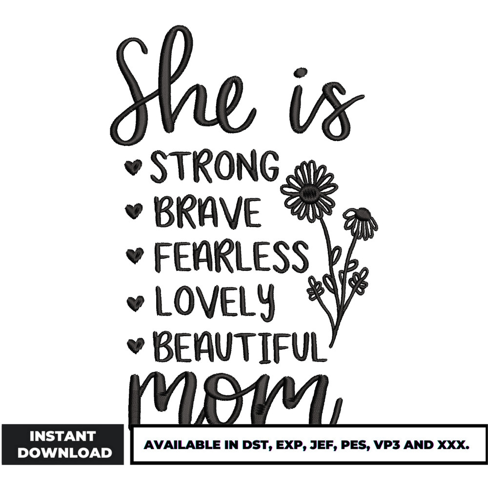 She is mom embroidery