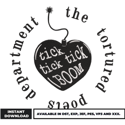 tick tick tick boom embroidery design