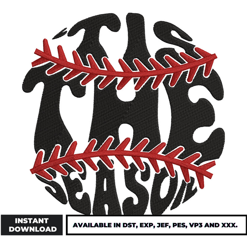 Tis the season baseball embroidery design