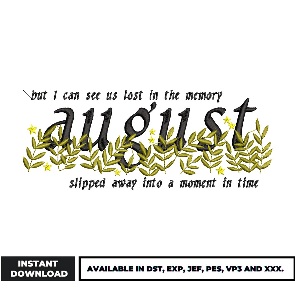 Welcome august embroidery design
