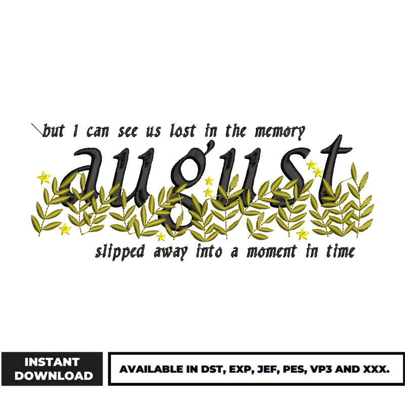 Welcome august embroidery design