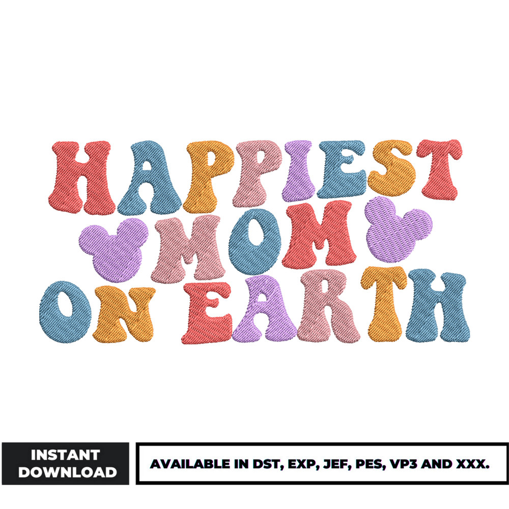 Happiest mom on earth embroidery