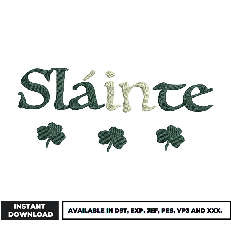 Slainte embroidery design