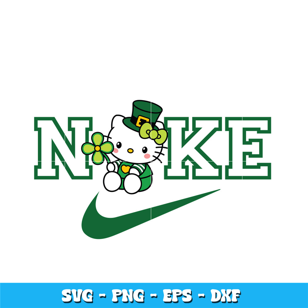 Nike Saint patrick hello kitty svg
