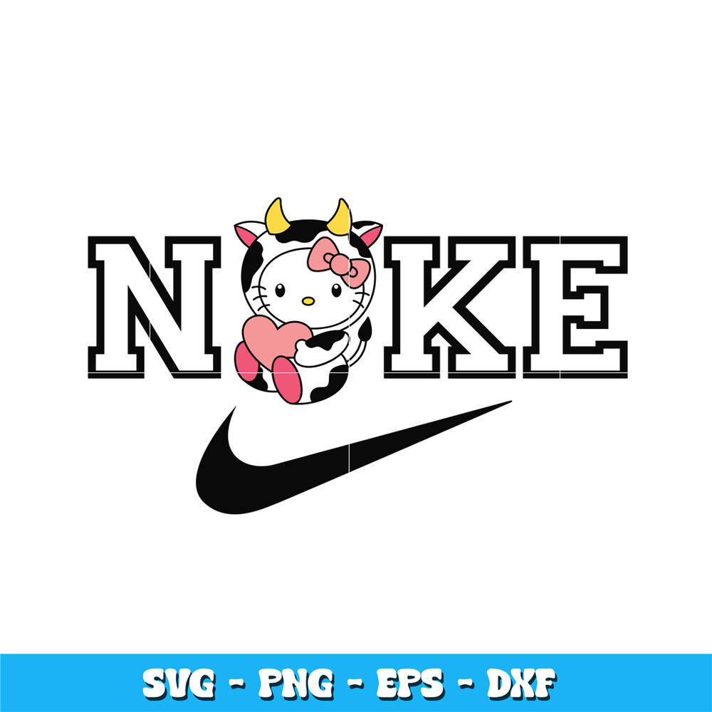 Cute Cow Heart Kitty nike svg