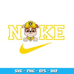 paw patrol rubble head nike svg, logo brand svg, cartoon svg, nike svg, logo design svg, digital download.