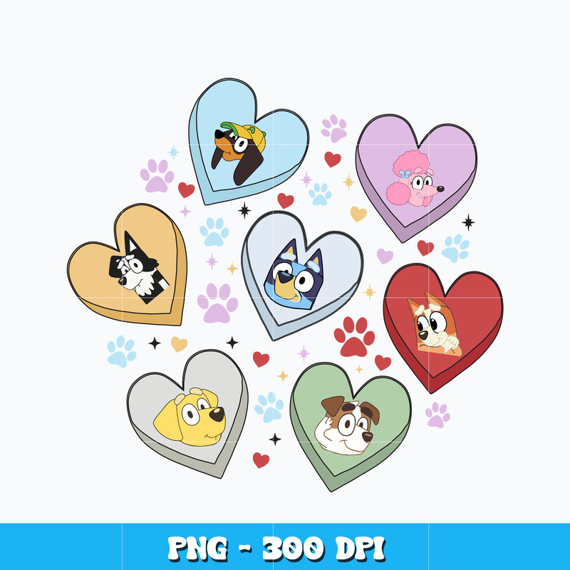 Bluey and friends valentine Png
