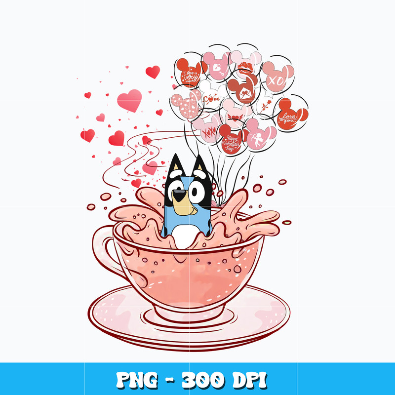 Bluey coffee cup valentine Png