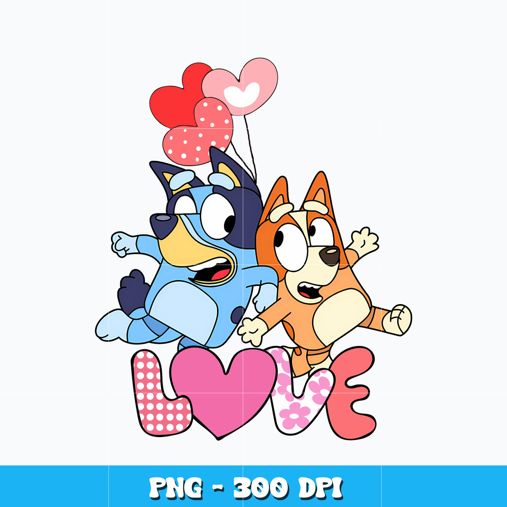 Bluey Dog And Bingo Couple Love Png