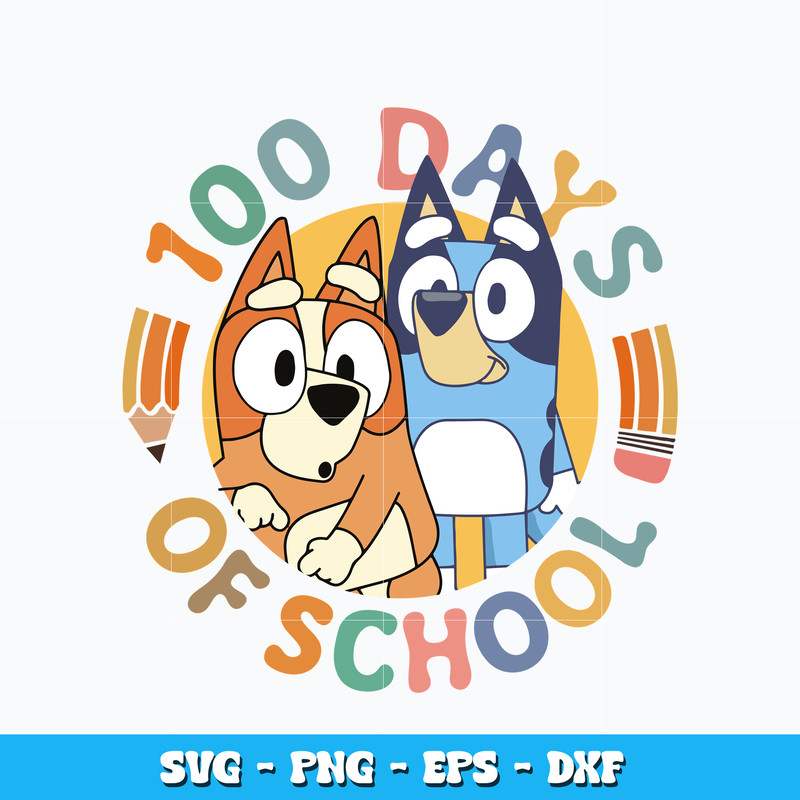 Bluey bingo 100 days of school svg