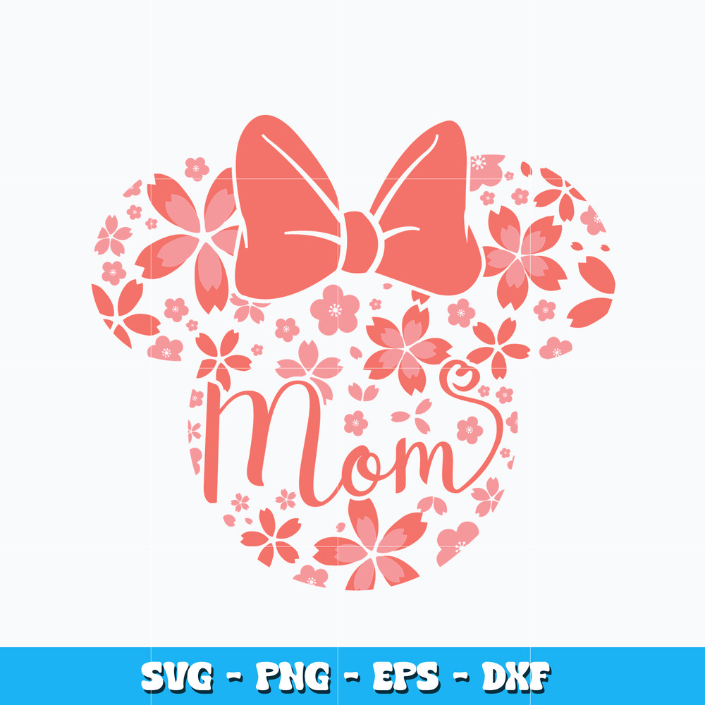 Mom Minnie mouse head flower svg