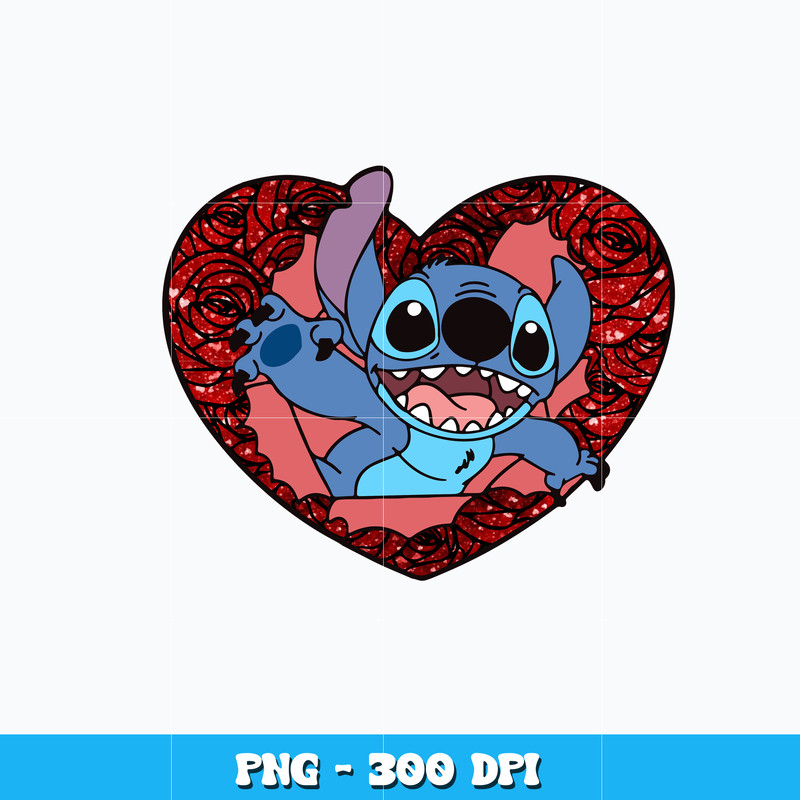 Stitch heart love Png