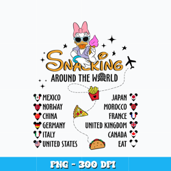 snacking around the world png, daisy duck png, disney vacation png, logo design png, digital file, instant download