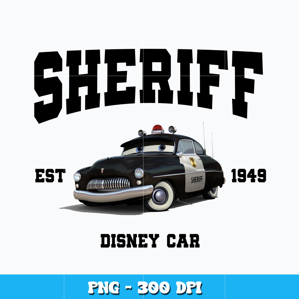 Sheriff Est 1949 png, Disney cars cartoon png
