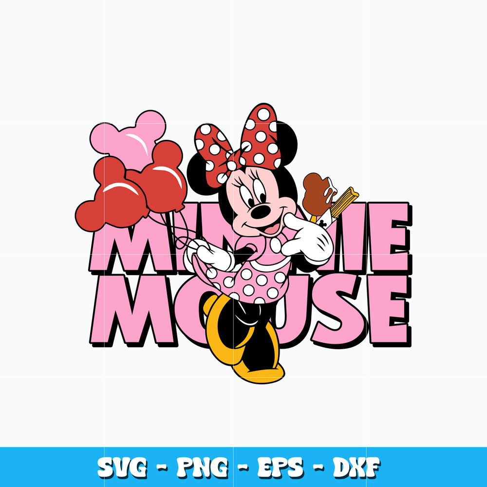 Minnie mouse with balloon svg