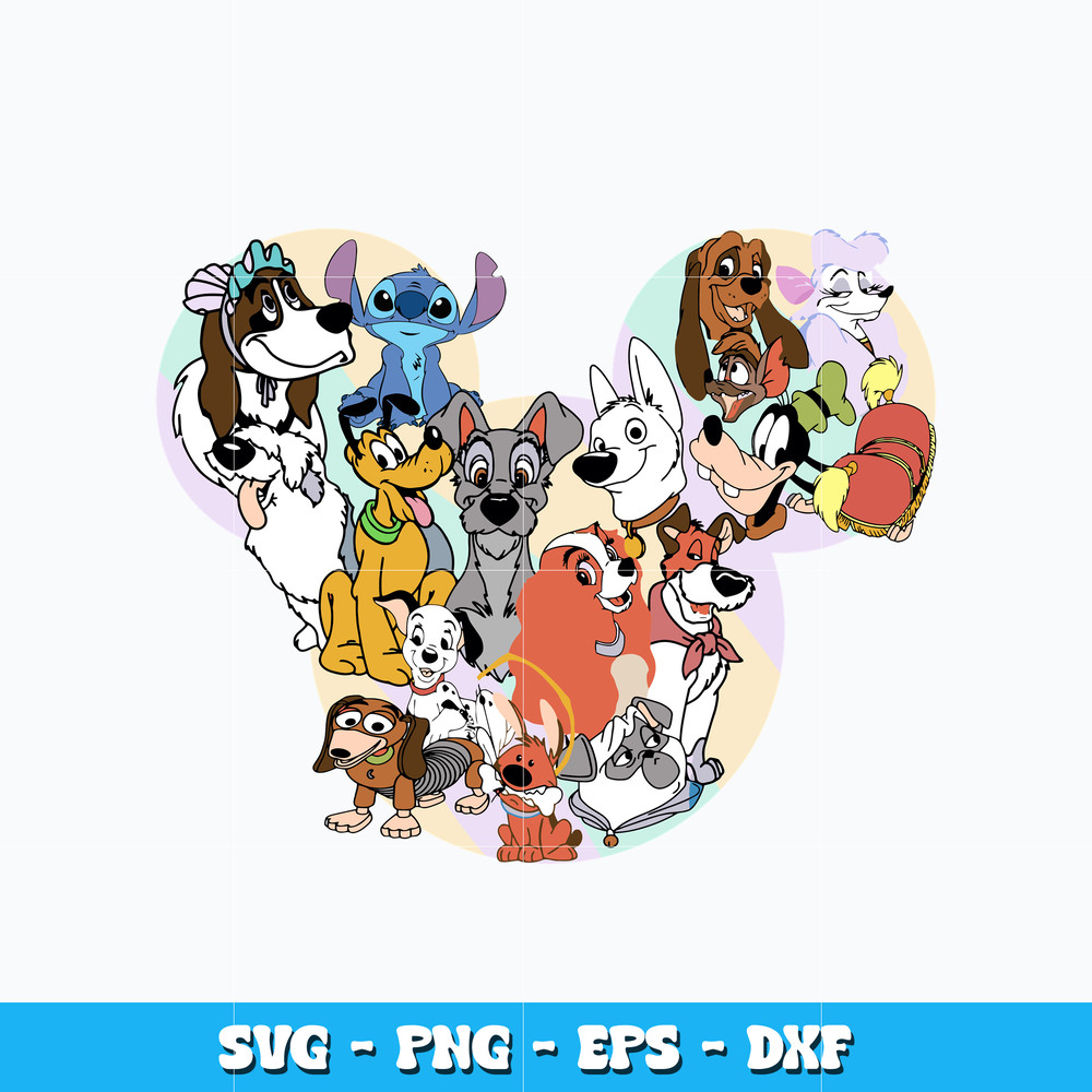 Disney family dog svg, Disney mouse head svg