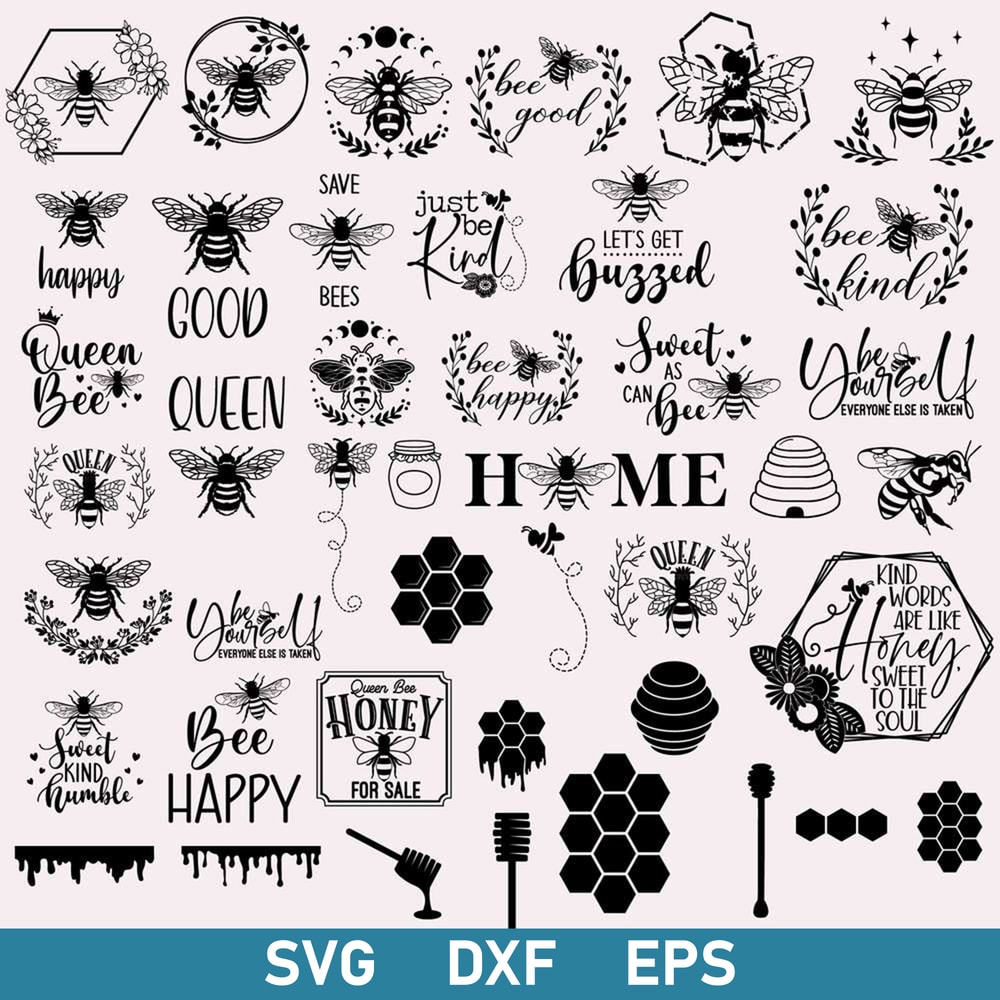 Bee Bundle Svg, Honey Bee Svg, Bee Svg, Bee Funny Svg, Dxf Eps Digital File.jpg