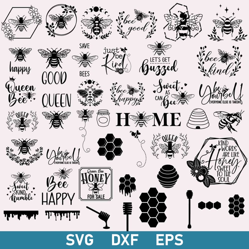 Bee Bundle Svg, Honey Bee Svg, Bee Svg, Bee Funny Svg, Dxf Eps Digital File.jpg