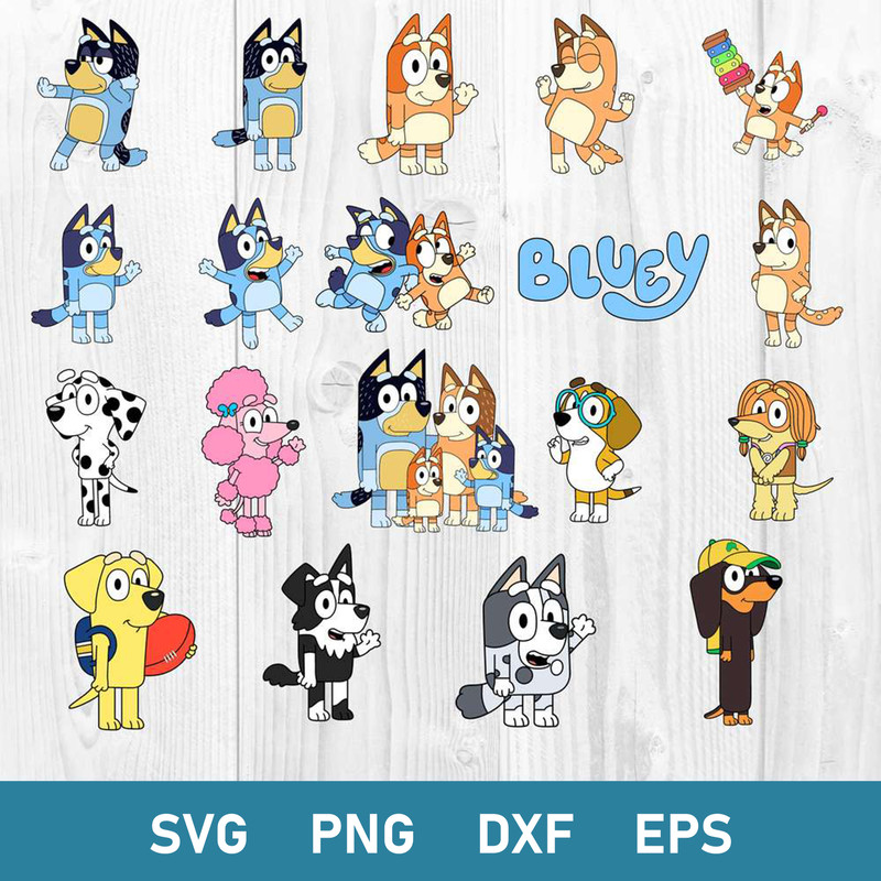 Bluey Bundle Svg, Bluey Svg, Bluey Vector, Bluey Clipart, Cartoon Bundle Svg, Png Dxf Eps Digital File.jpg