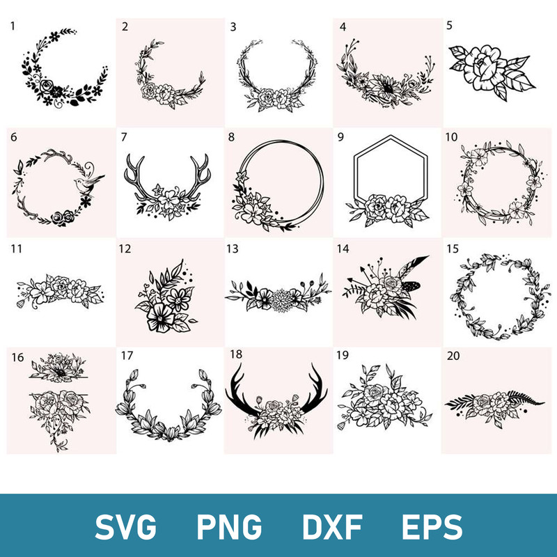 Bundle Flower Svg, Floral Moon Svg, Wildflower Svg, Bouquet Svg, Png Dxf Eps DIgital File.jpg