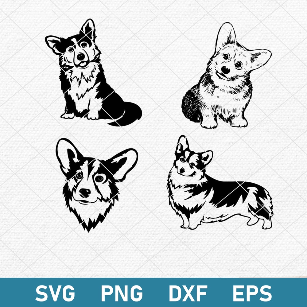 Corgi Bundle Svg, Corgi Svg, Cute Dog Corigi Svg, Corigi Face Svg, Dog Svg, Png Dxf Eps File.jpeg