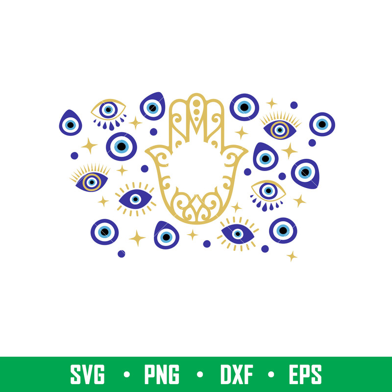 Evil Eye Full Wrap, Evil Eye Full Wrap Svg, Starbucks Svg, Coffee Ring Svg, Cold Cup Svg,png,dxf,eps file.jpeg