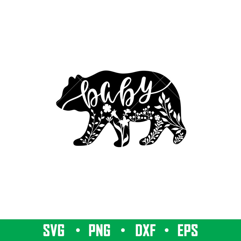 Floral Baby Bear, Floral Baby Bear Svg, Mom Life Svg, Mother’s day Svg, Family Svg,png,dxf,eps file.jpeg