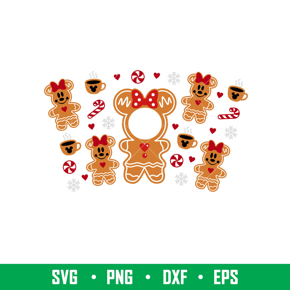 Gingerbread girl, Gingerbread Minnie Mouse Full Wrap Svg, Starbucks Svg, Coffee Ring Svg, Cold Cup Svg,eps,dxf,png file.jpeg
