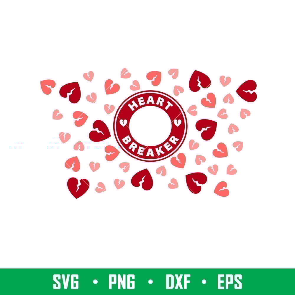 Heart Breaker Full Wrap, Heart Breaker Full Wrap Svg, Starbucks Svg, Coffee Ring Svg, Cold Cup Svg, png, dxf, eps file.jpeg