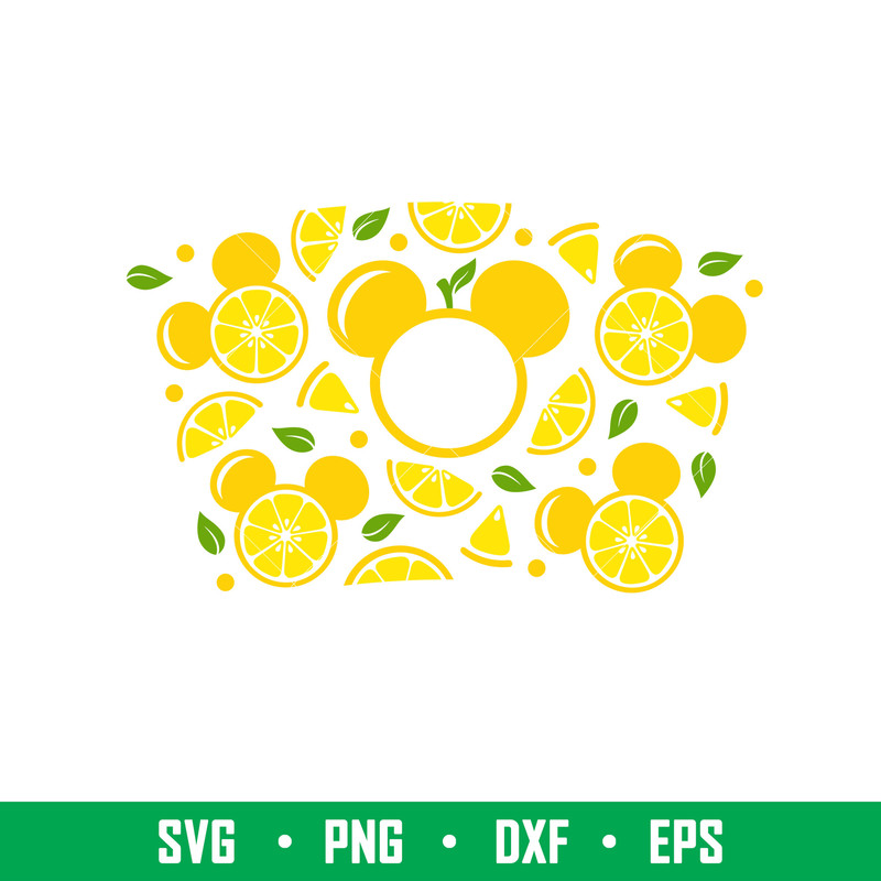 Lemon Ears Full Wrap, Lemon Mickey Mouse Full Wrap Svg, Starbucks Svg, Coffee Ring Svg, Cold Cup Svg, png, dxf, ep file.jpeg
