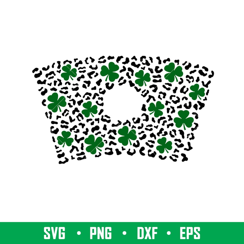 Leopard Clover Full Wrap, Leopard Clover Full Wrap Svg, Starbucks Svg, Coffee Ring Svg, Cold Cup Svg, png, dxf, eps file.jpeg