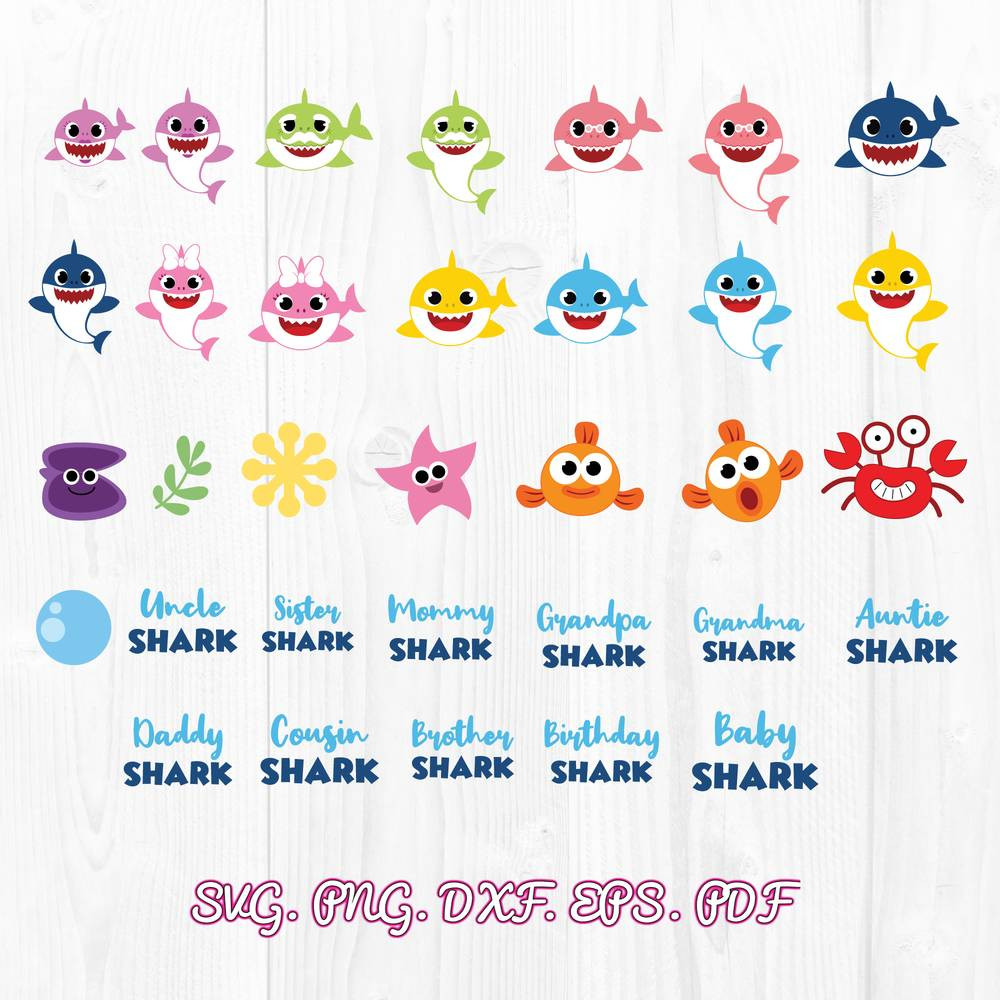 Bundle Baby Shark Svg, Baby Shark Svg, Baby Shark Birthday Svg, Shark Family Svg, Png Dxf Eps File.jpg
