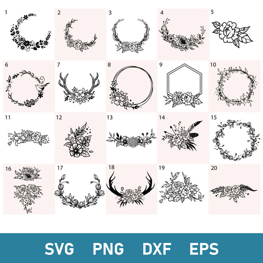Bundle Flower Svg, Floral Moon Svg, Wildflower Svg, Bouquet Svg, Png Dxf Eps DIgital File.jpg