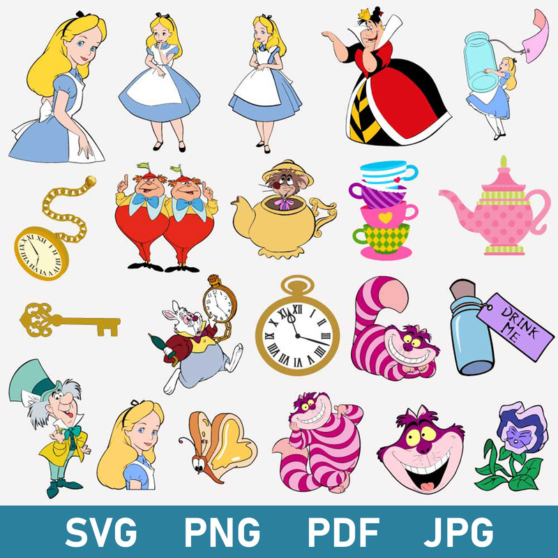 Alice In Wonderland Bundle Svg, Alice In Wonderland Svg, Disney Svg, Png Dxf Eps Digital File.jpg