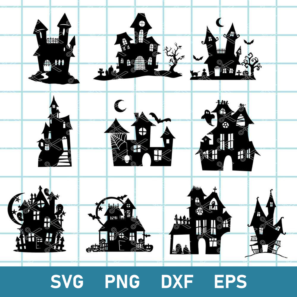 Haunted House Bundle Svg, Haunted House Svg, Haunted House Cartoon Svg, Haunted House Halloween Svg, Png Dxf Eps File.jpg