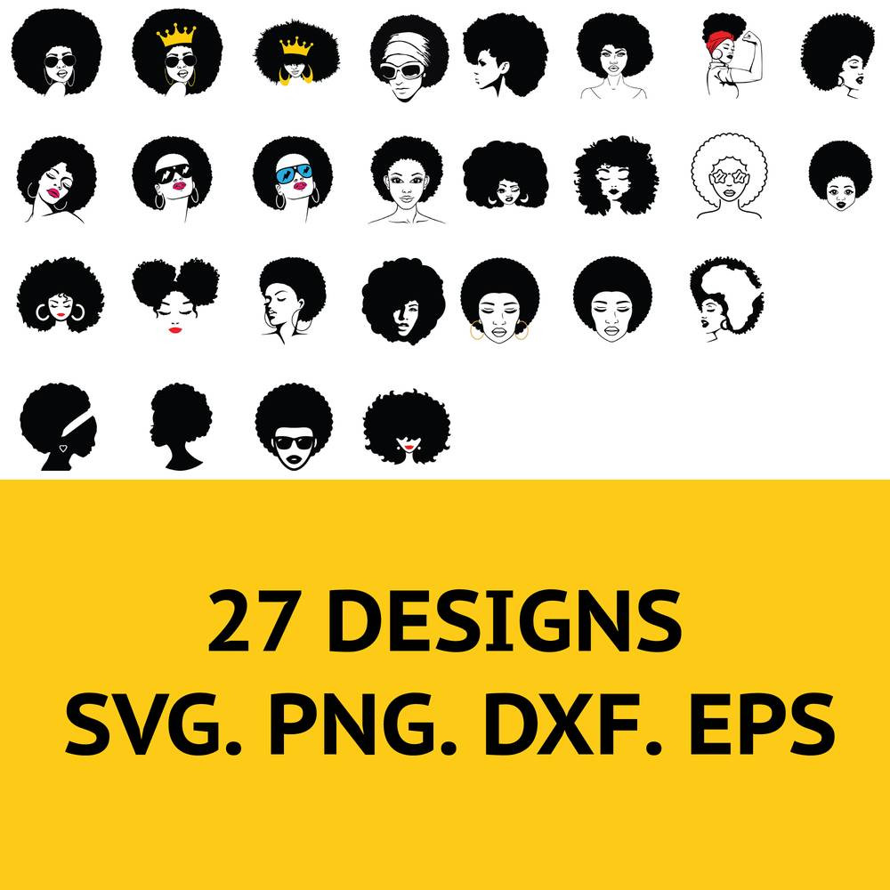 Afro Woman Bundle, Black Woman Svg, Black Girl Svg, Png Dxf Eps File.jpg