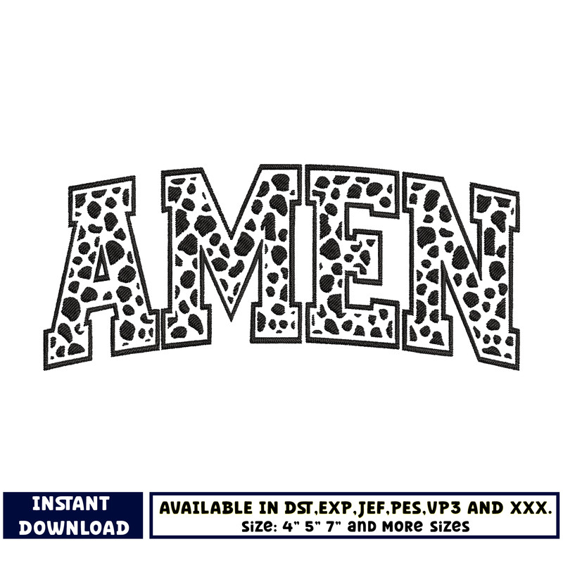Amen embroidery design