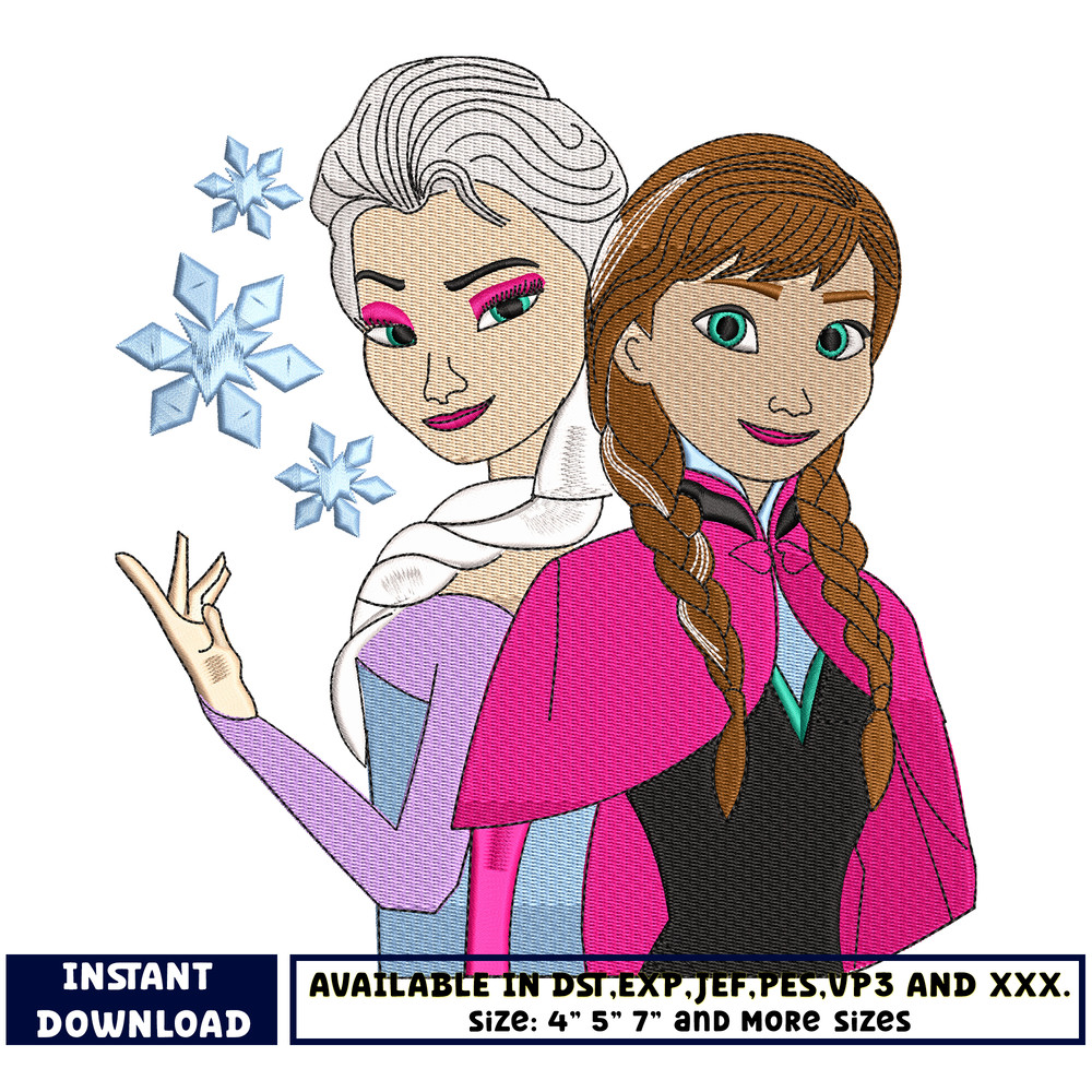 Anna and elsa embroidery designs