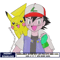 Ash ketchum and pikachu embroidery design