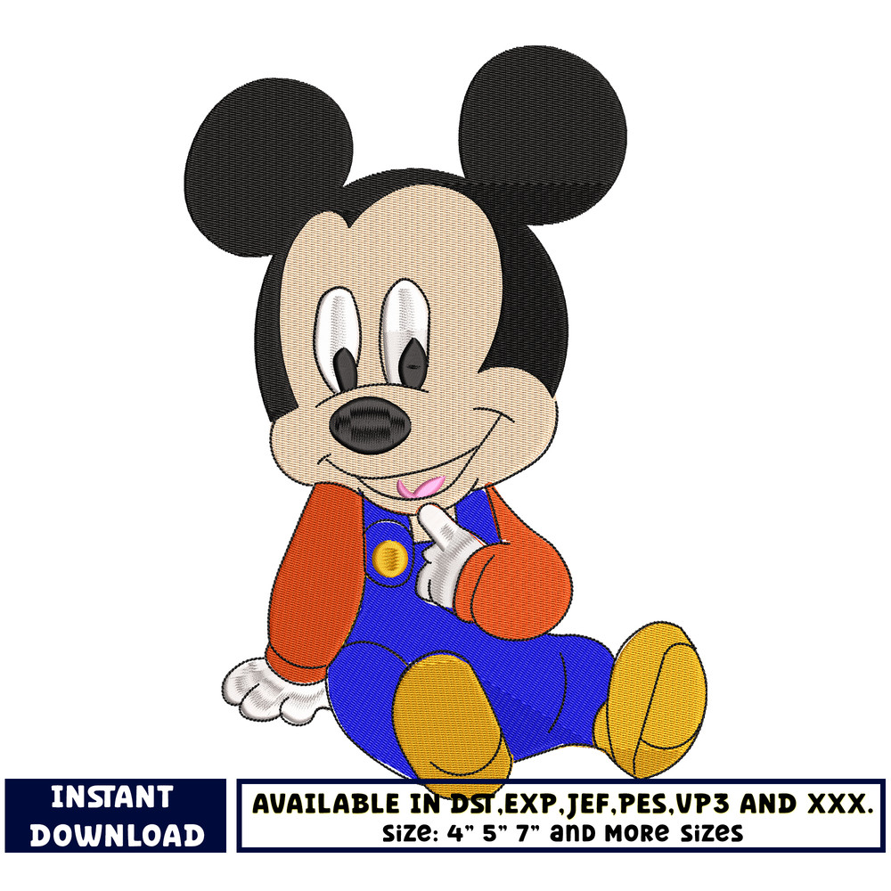 Baby mickey mouse embroidery design