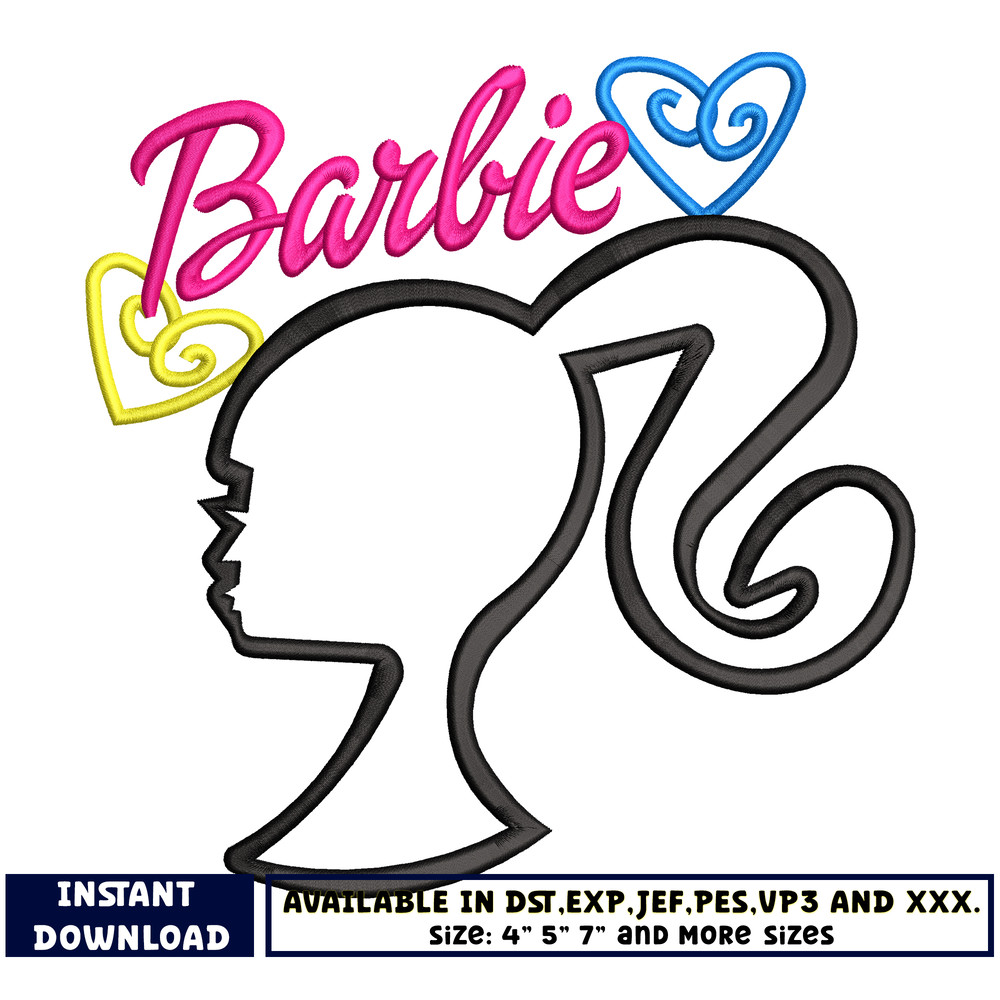 Barbie girl logo embroidey design