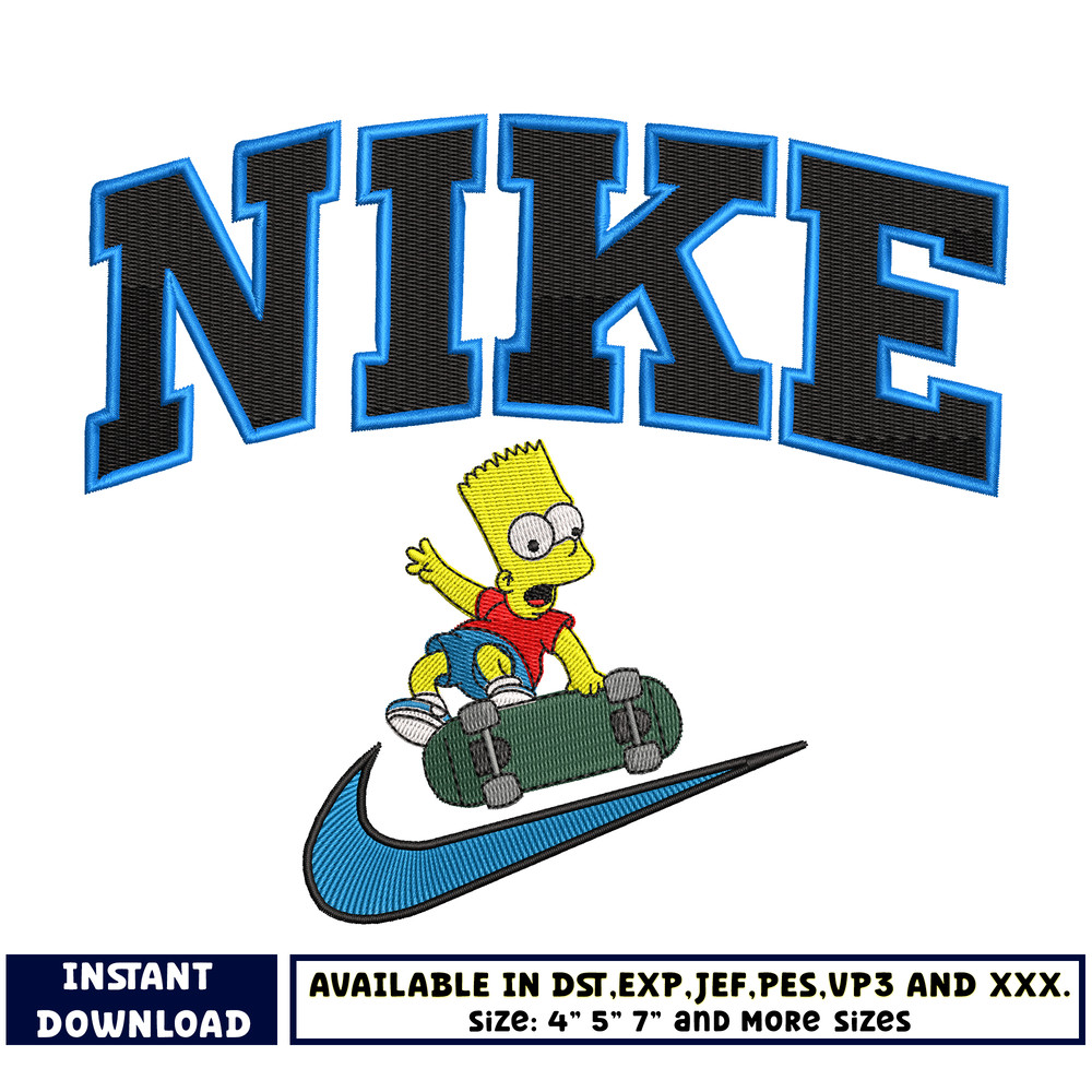 Bart Simpson logo nike embroidery design