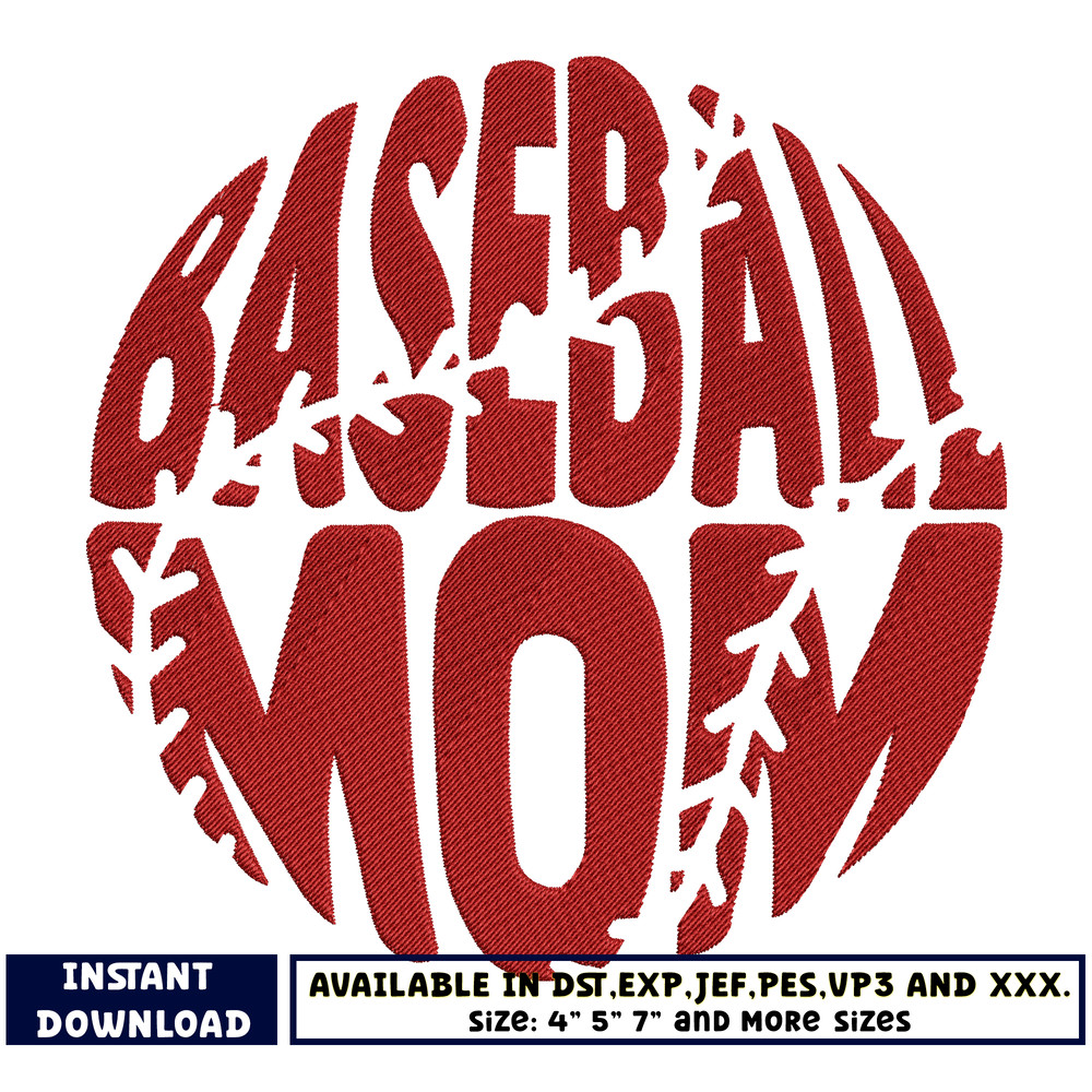 Baseball mom circle embroidery