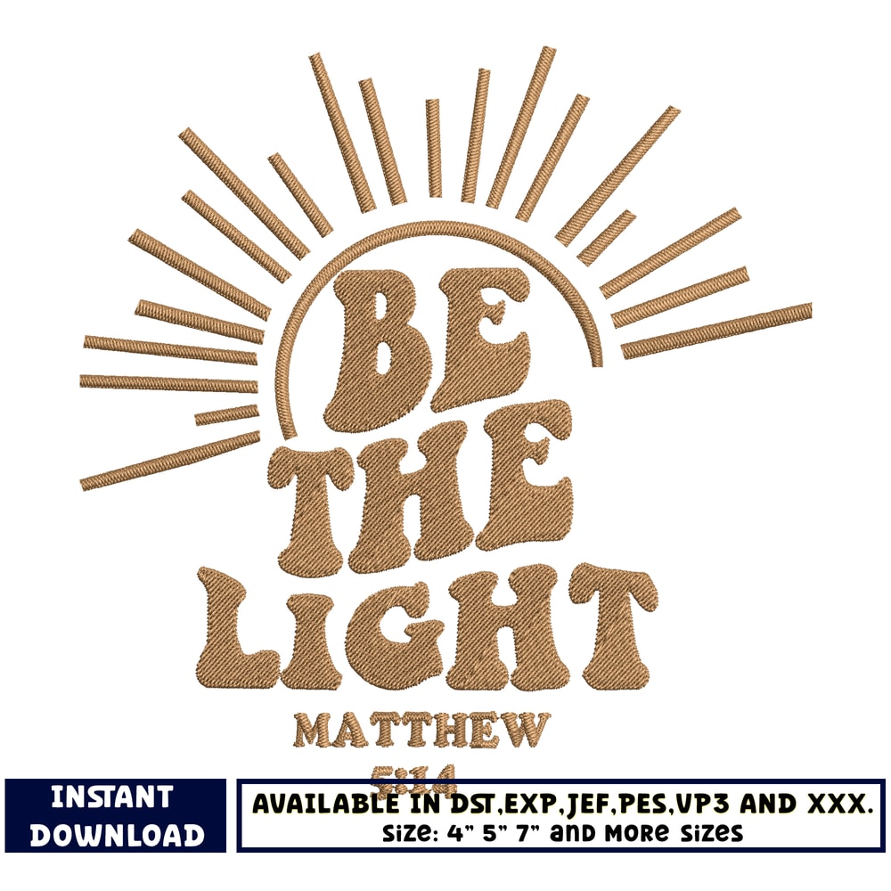 Be the light embroidery design